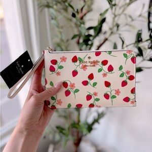 Kate Spade Madison Cream Strawberry Print Wristlet